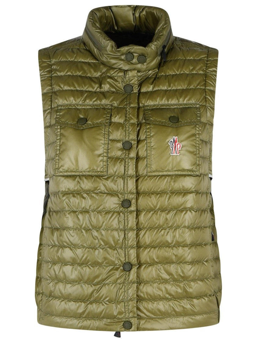 Moncler Grenoble 'Gumiane' Padded Vest With Green Polyamide Hood
