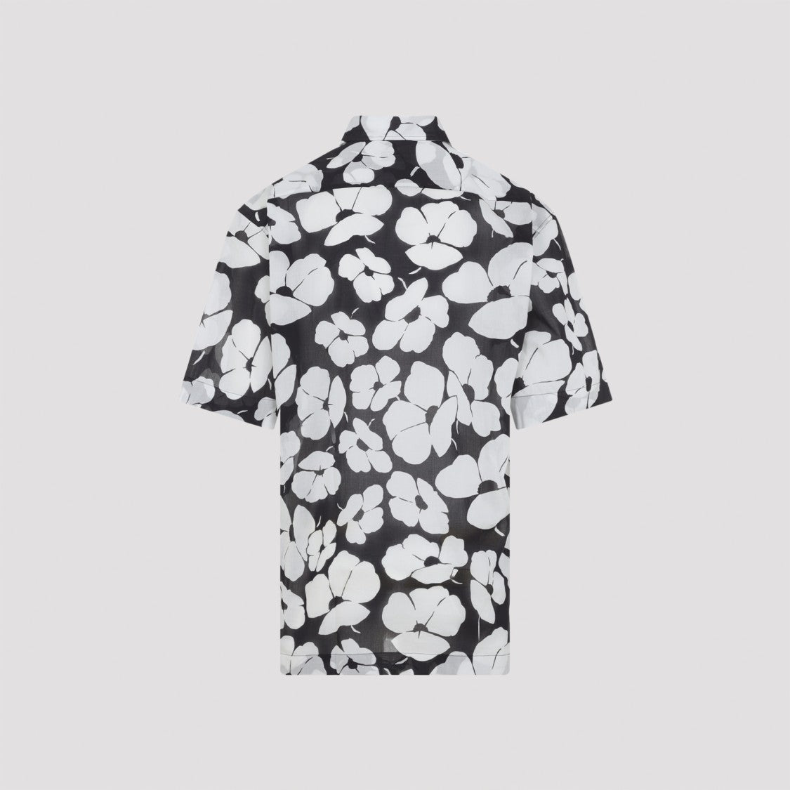 Dries Van Noten Short-Sleeve Black Cotton Shirt With Floral Pattern