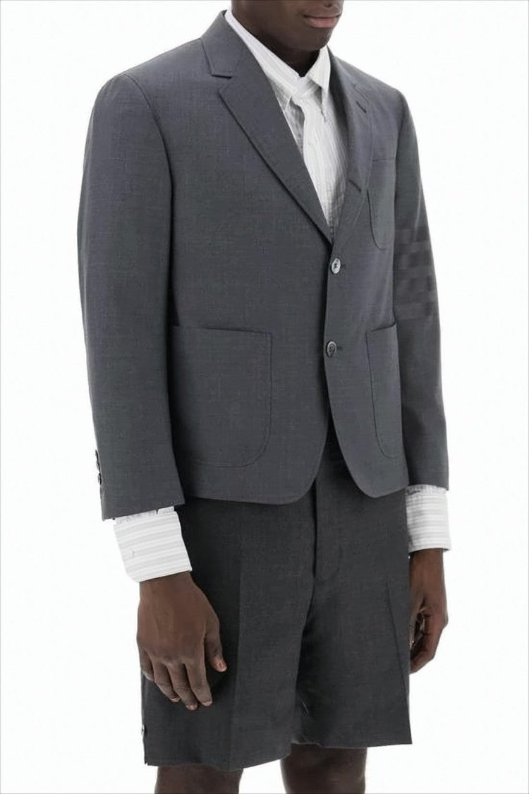 Thom Browne Cropped Tailored Suit Jacket With Structured Fit