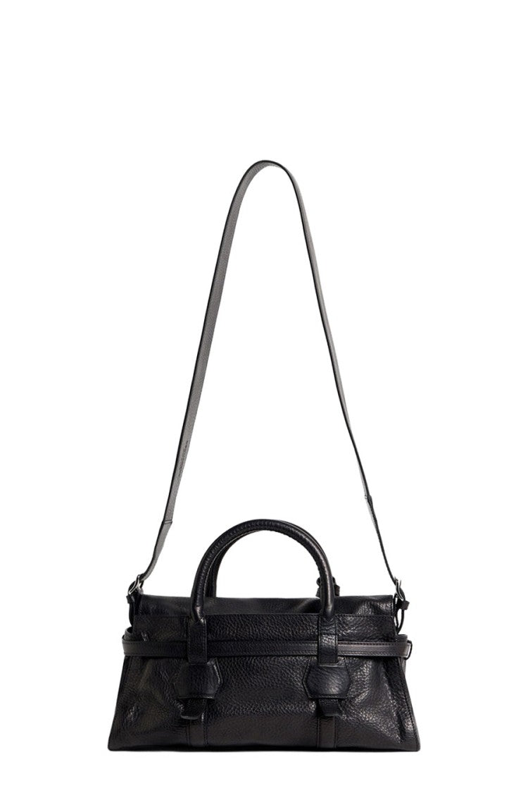 Dsquared2 Black Leather Buckle-Strap Shoulder Bag