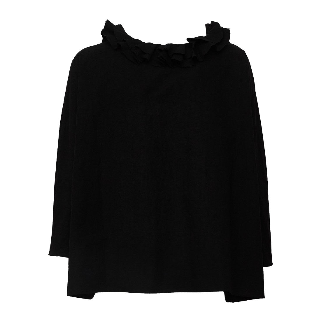 Apuntob Ruffled Round Neck Raglan Sleeve Blouse