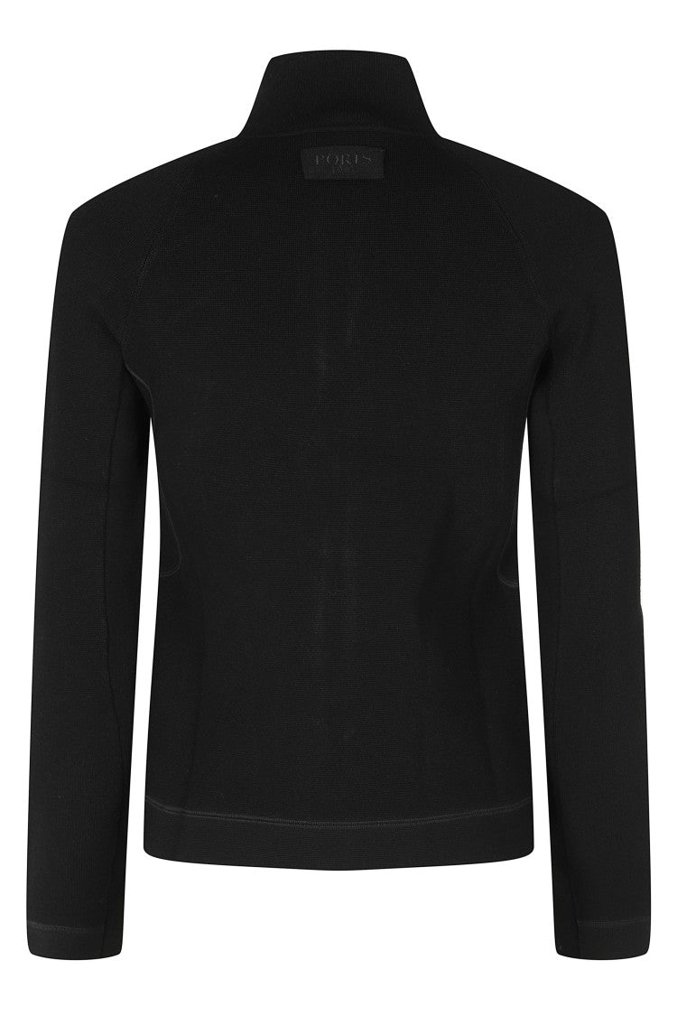 Ports 1961 Black High Neck Full-Zip Slim-Fit Viscose Sweater