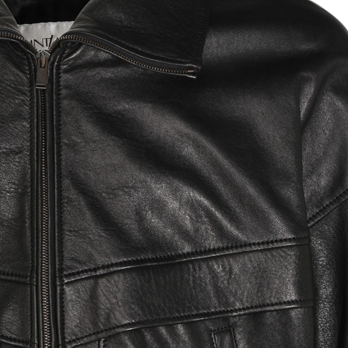 Saint Laurent Black Structured Collar Leather Jacket