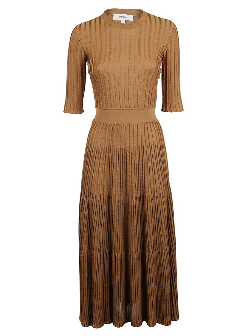 Casasola Ribbed Viscose Pleated Midi Dress