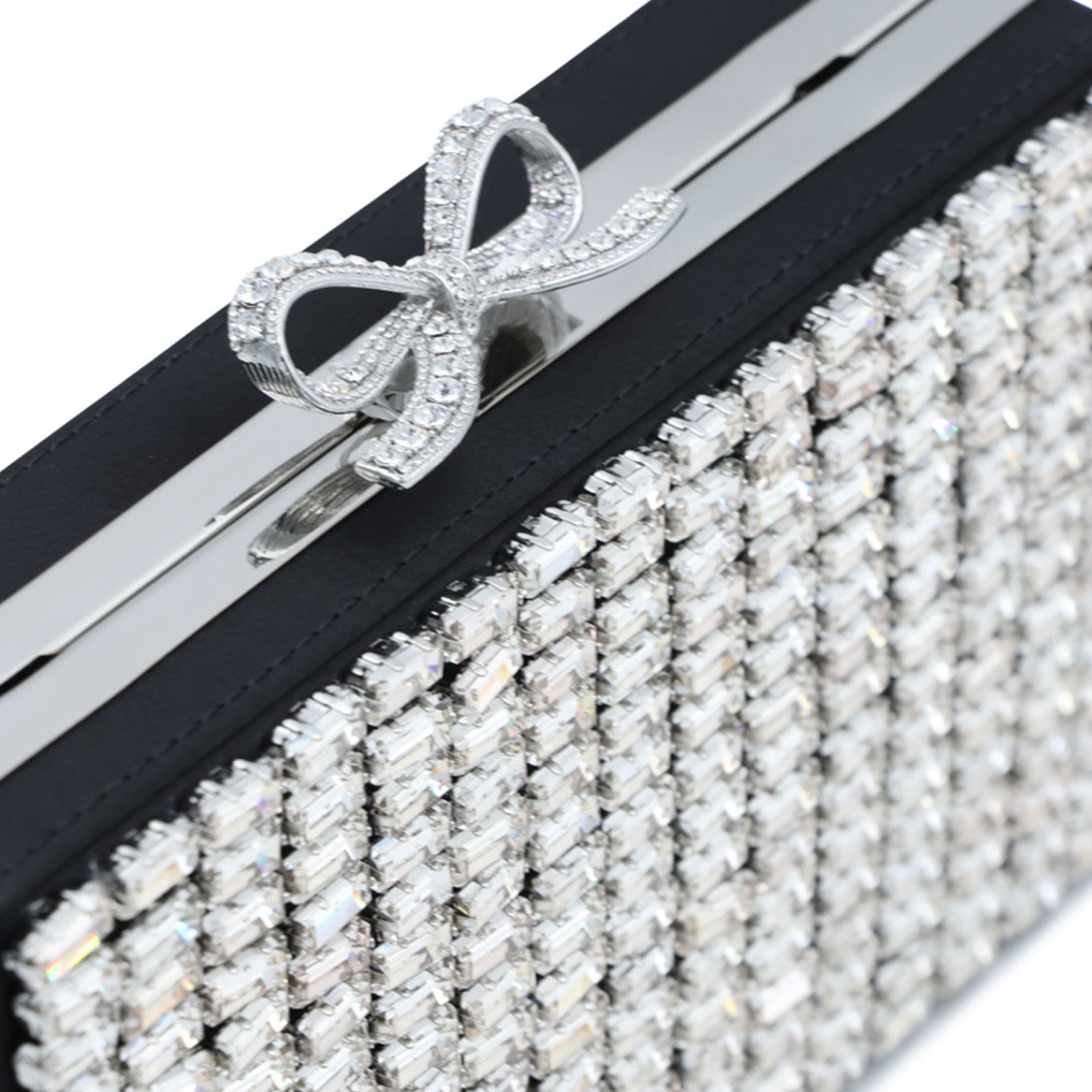 Self-Portrait Silver Chainmail Bow-Detail Clutch Bag