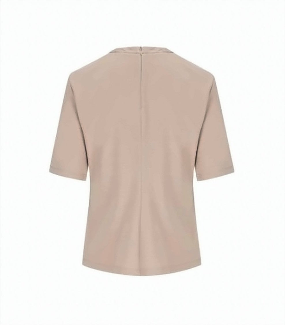 Max Mara Short-Sleeved Wool Blend Top With Embossed Logo