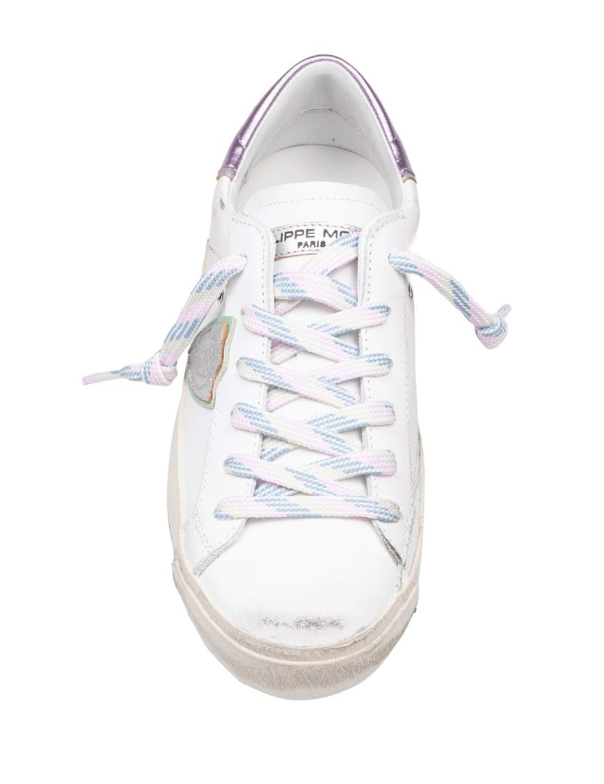 Philippe Model Philippe Prsx Leather Sneakers, White And Pink