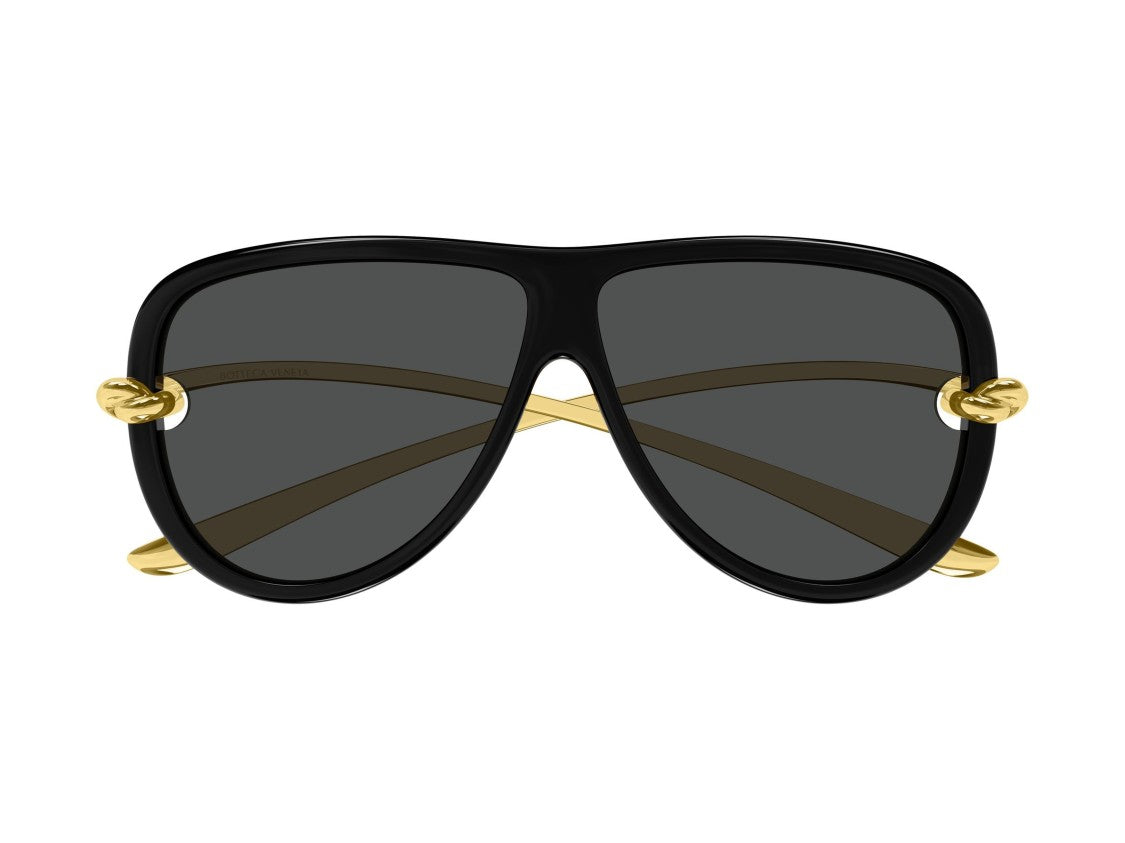 Bottega Veneta Bv1513s Black Gold Knot Detail Oversized Sunglasses