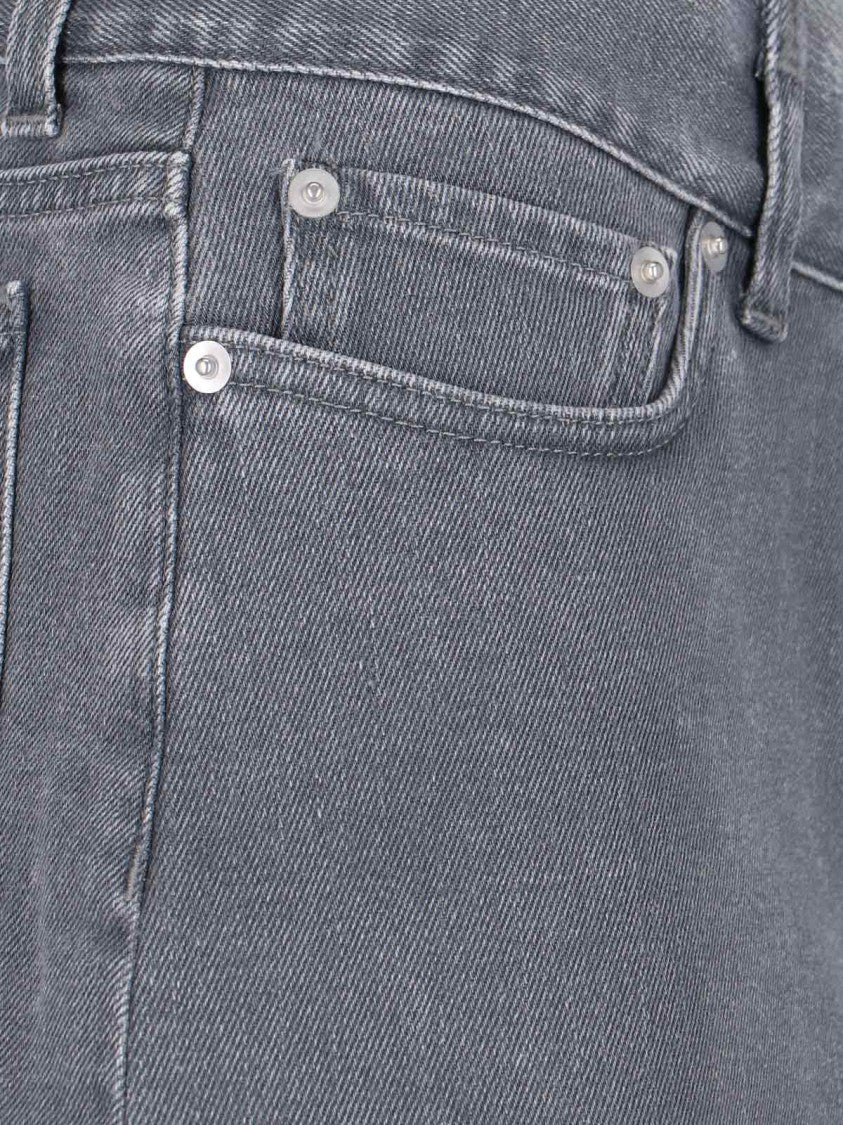 All In Asymmetrical Hem Denim Mini Skirt With Worn Finish