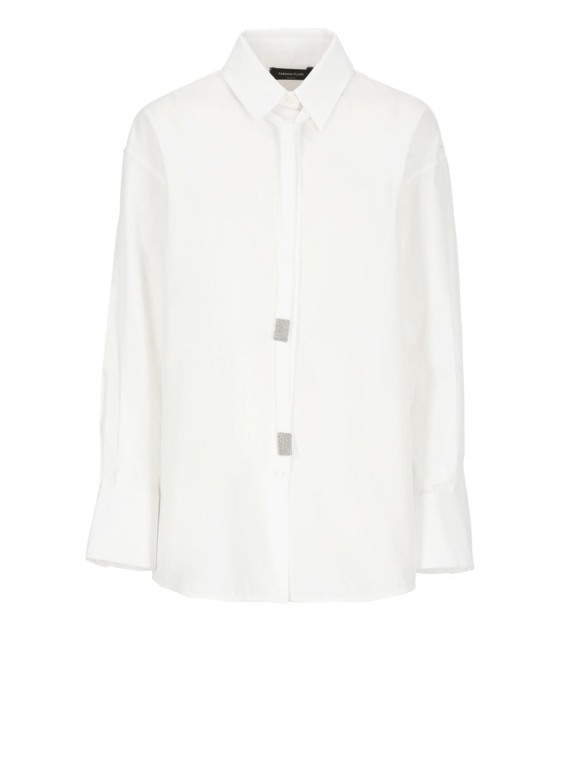 Fabiana Filippi White Cotton Shirt With Structured Collar