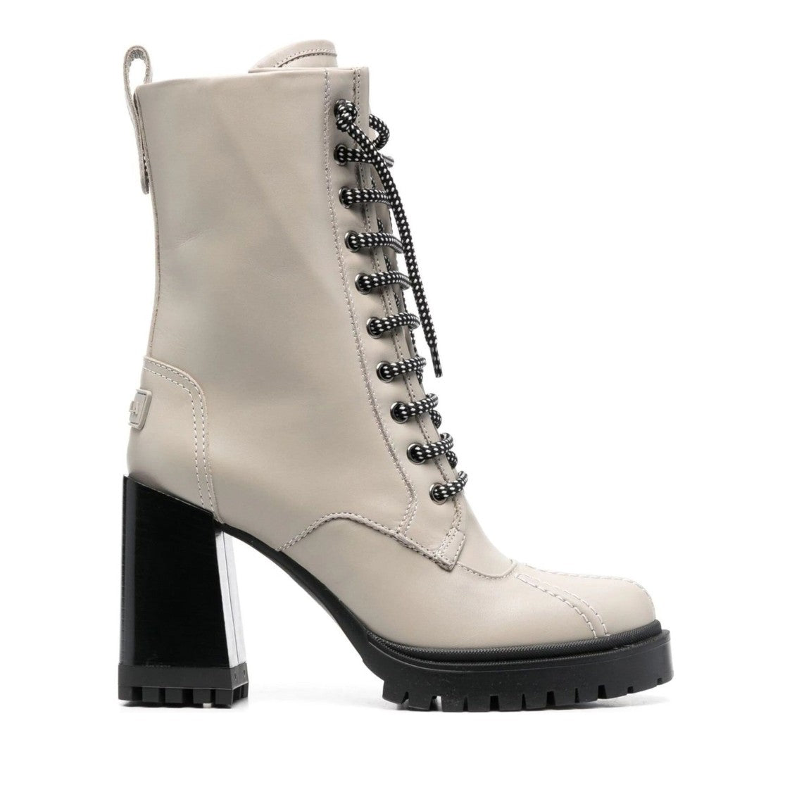 Furla Grey Climb High Block Heel Hiking Leather Ankle Boots