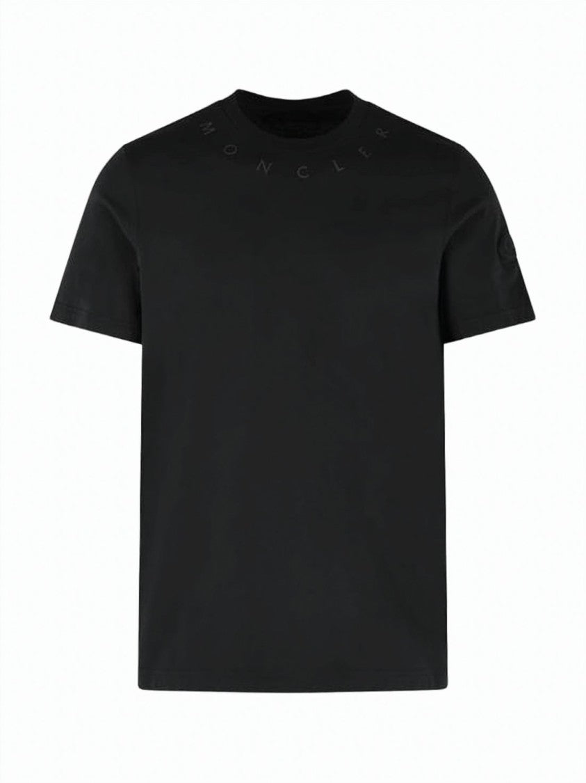 Moncler Moncler Short-Sleeved Black T-Shirt With Embossed Branding