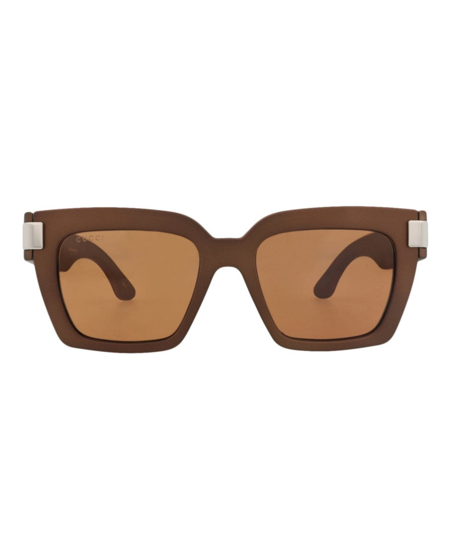 Gucci Brown Square-Frame Injection Sunglasses With Silver-Logo Detail