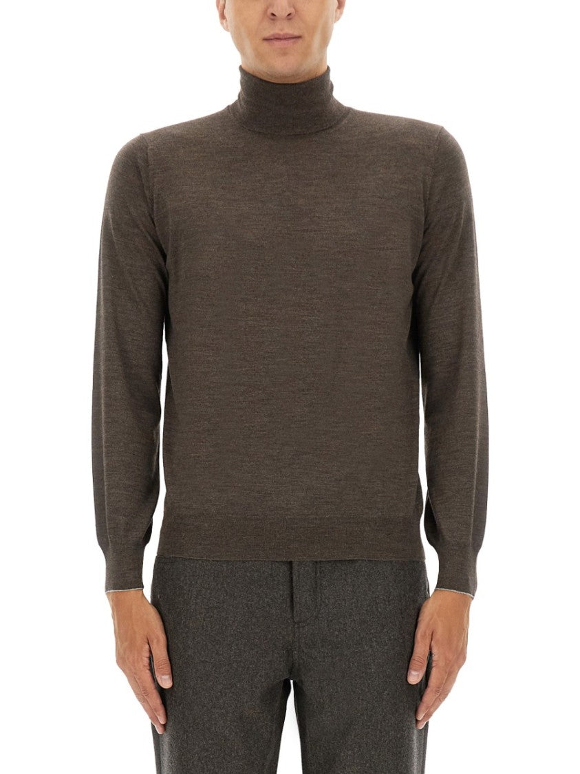 Brunello Cucinelli Fine-Knit Turtleneck Sweater With Ribbed Detailing