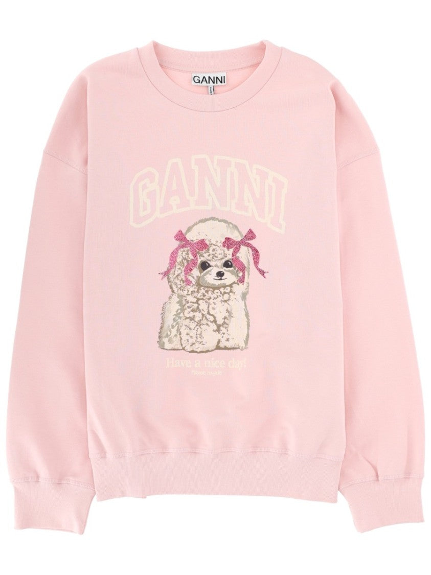 Ganni Light Pink Poodle Graphic Sweatshirt