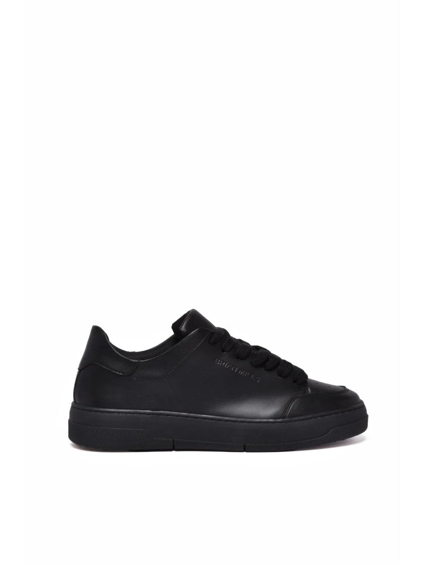 Brian Mills Black Leather Minimalist Sneakers