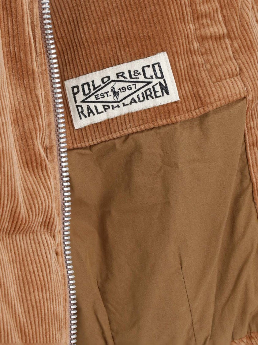 Polo Ralph Lauren Brown Corduroy High Collar Zip Down Jacket