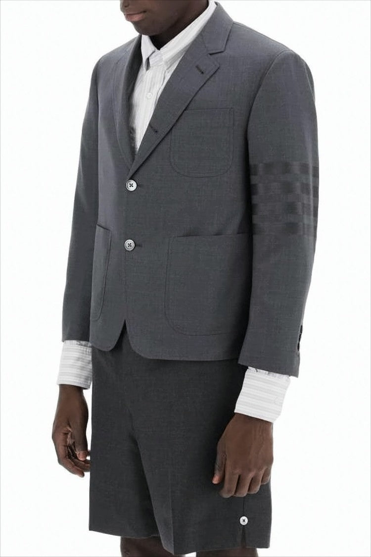 Thom Browne Cropped Tailored Suit Jacket With Structured Fit