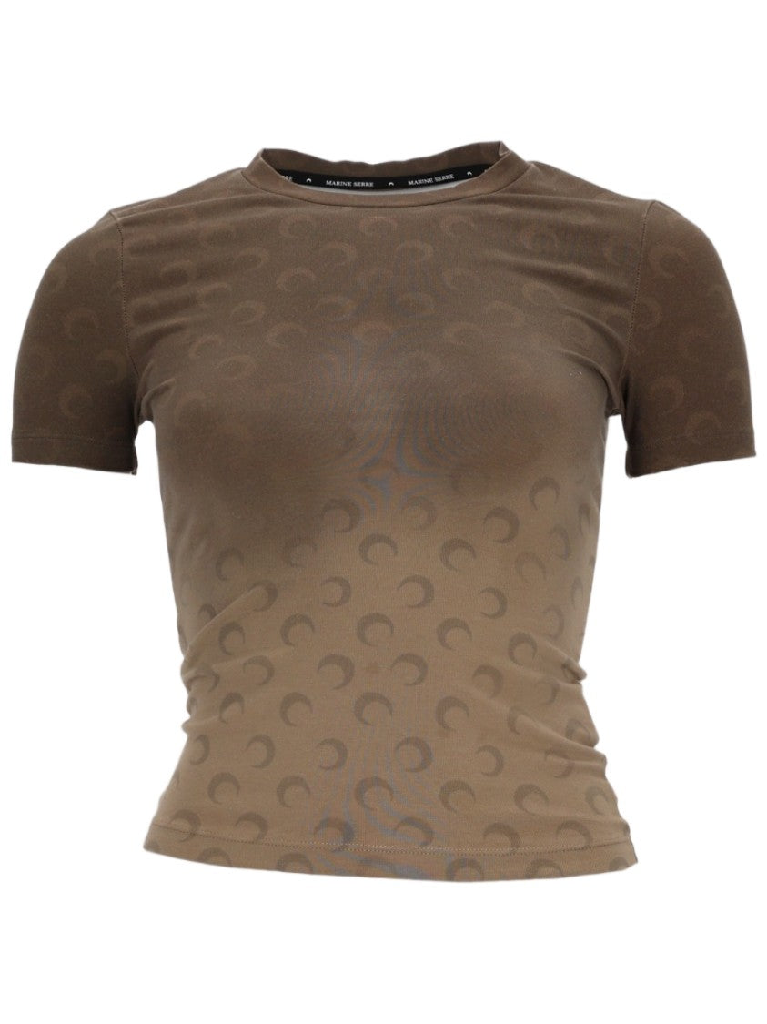Marine Serre Faded Moon Crescent Cotton Printed T-Shirt