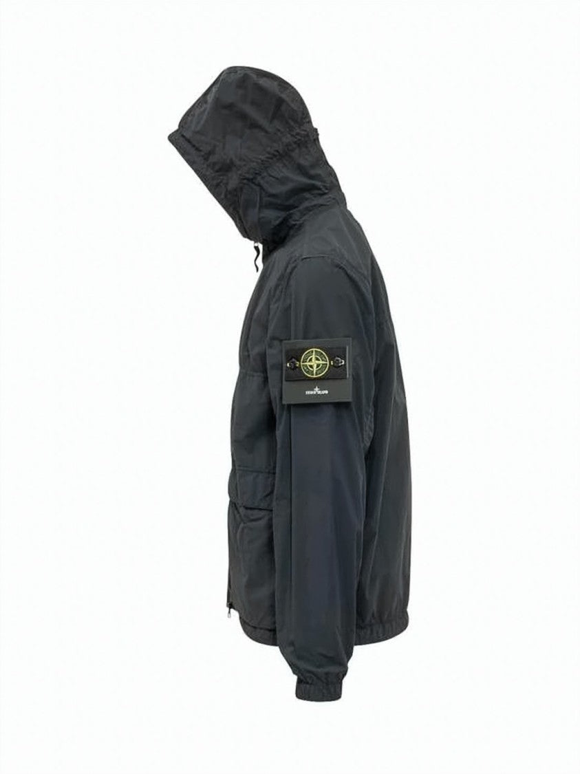 Stone Island Minimalist Black Polyamide Jacket With Hood