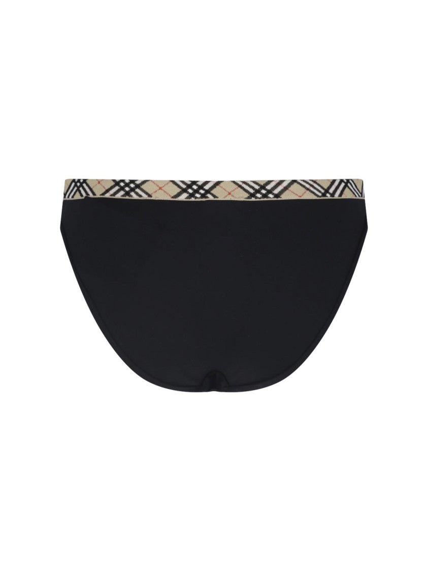 Burberry Black Check Waistband Minimalist Bikini Bottom