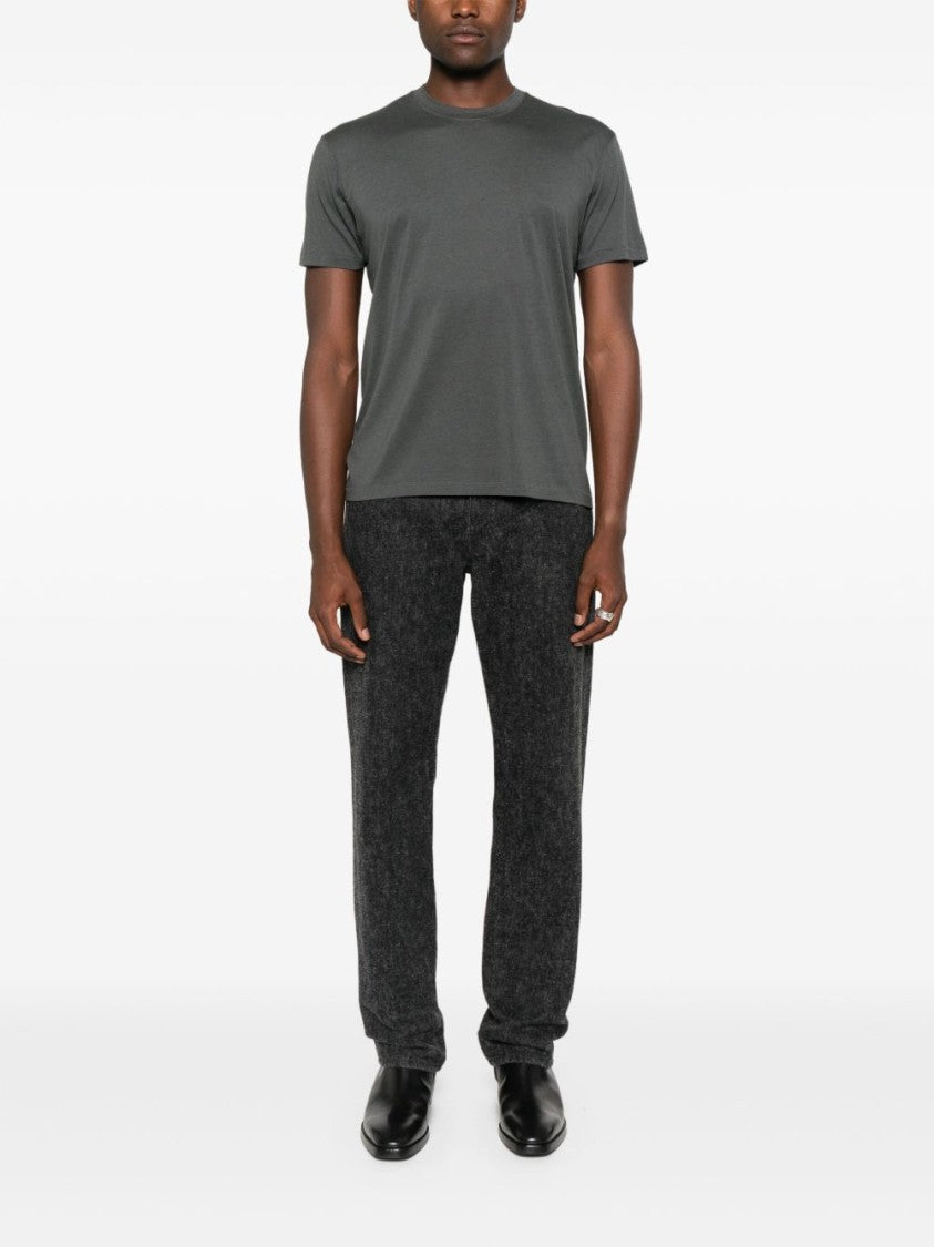 Tom Ford Dark Navy Short-Sleeve T-Shirt With Logo Embroidery