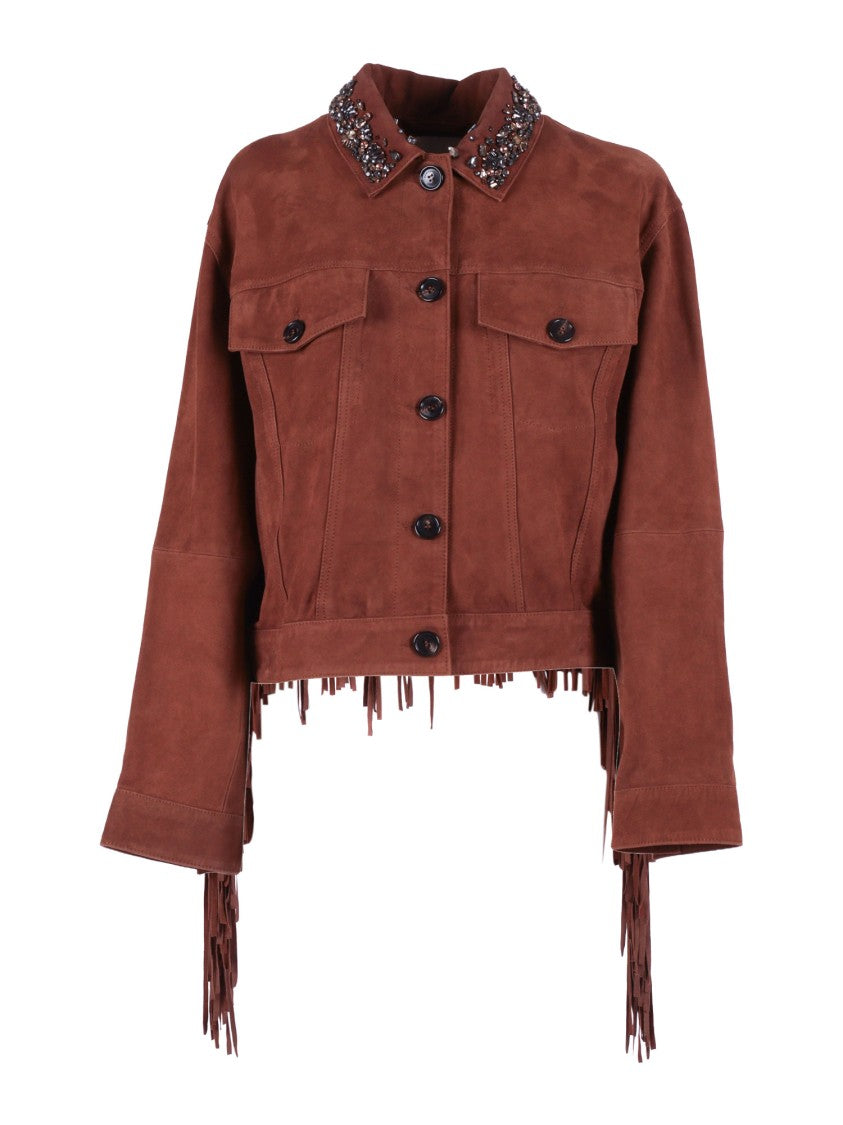 Ermanno Scervino Brown Suede Fringe Jacket