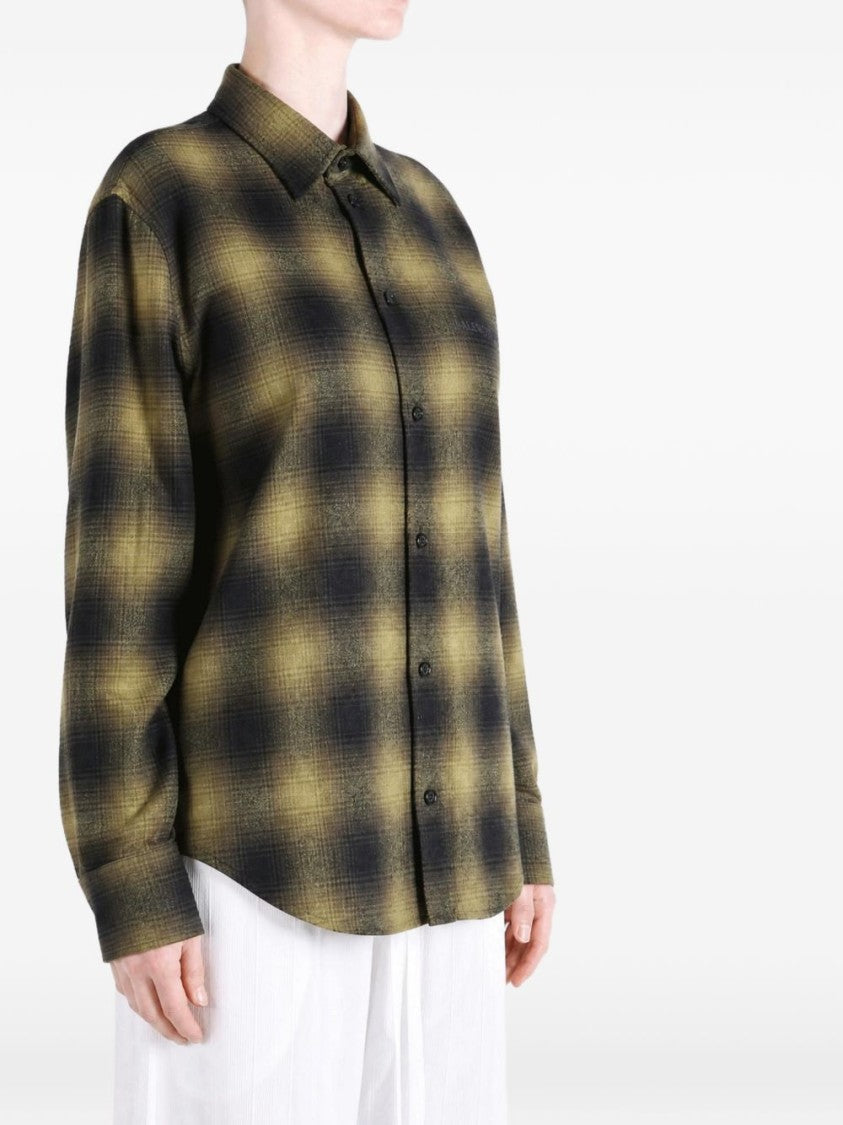 Balenciaga Blurred Checkered Relaxed Cotton Shirt