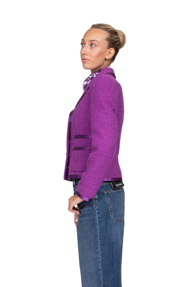 Dolce & Gabbana Vibrant Purple Cropped Tailored Jacket