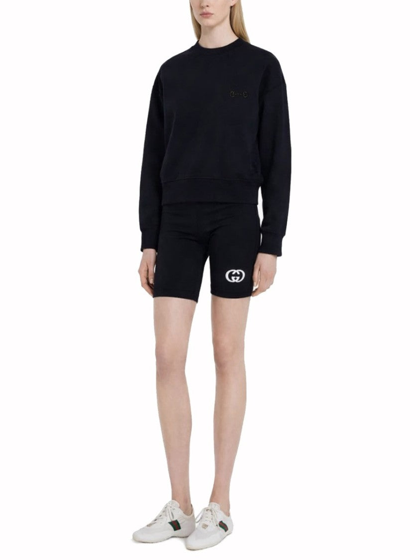 Gucci Cropped Clamp Detail Cotton Sweatshirt