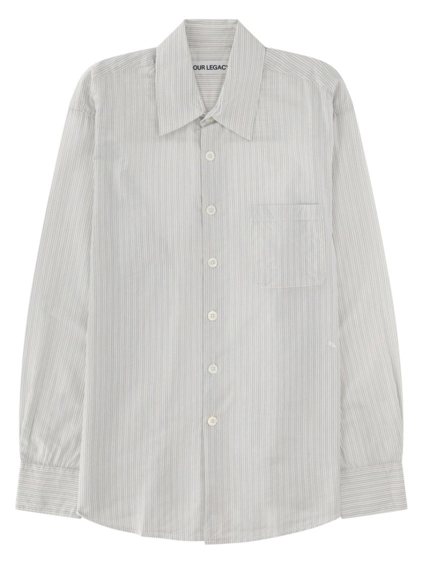 Our Legacy Above Cotton-Cupro Pinstripe Casual Shirt