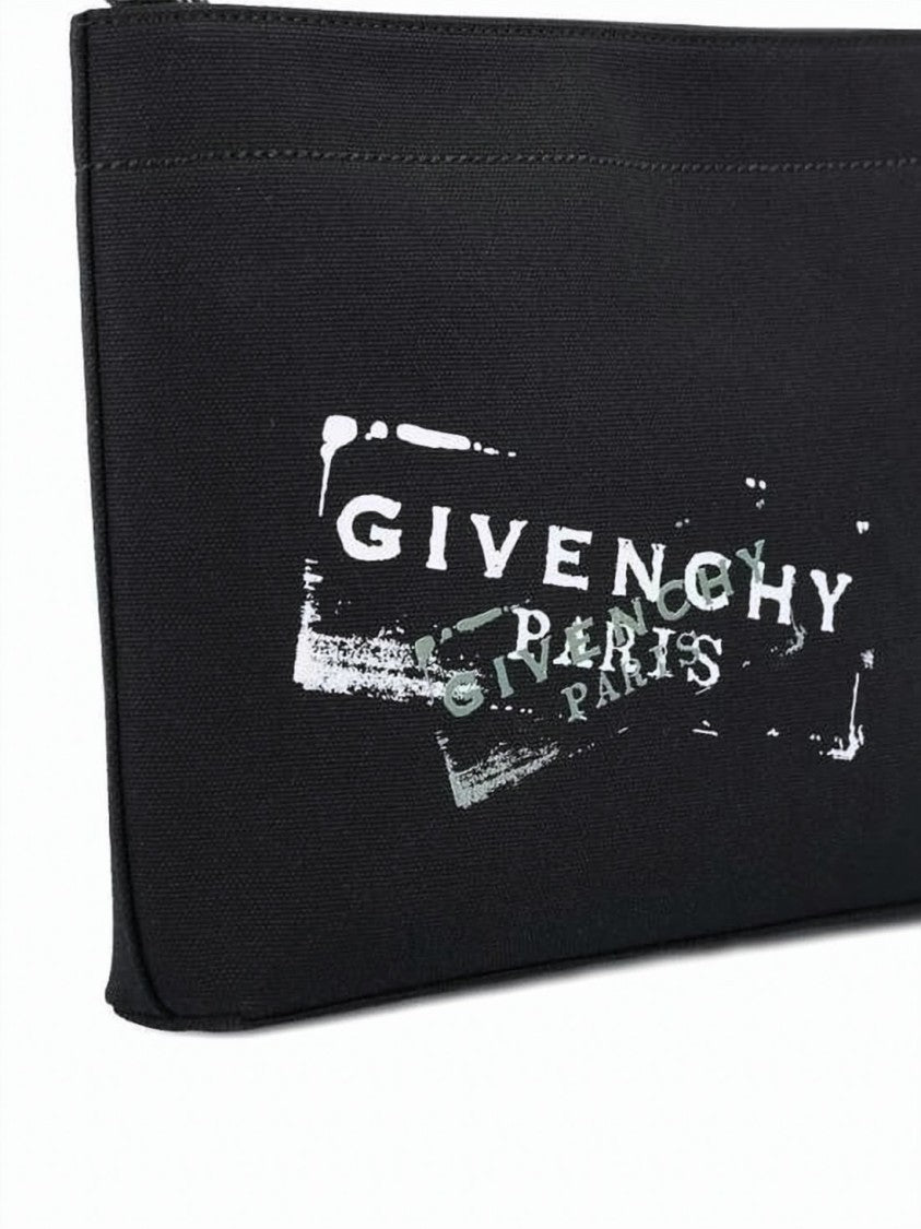 Givenchy Rectangular Calf Leather Clutch With Edgy Logo Design