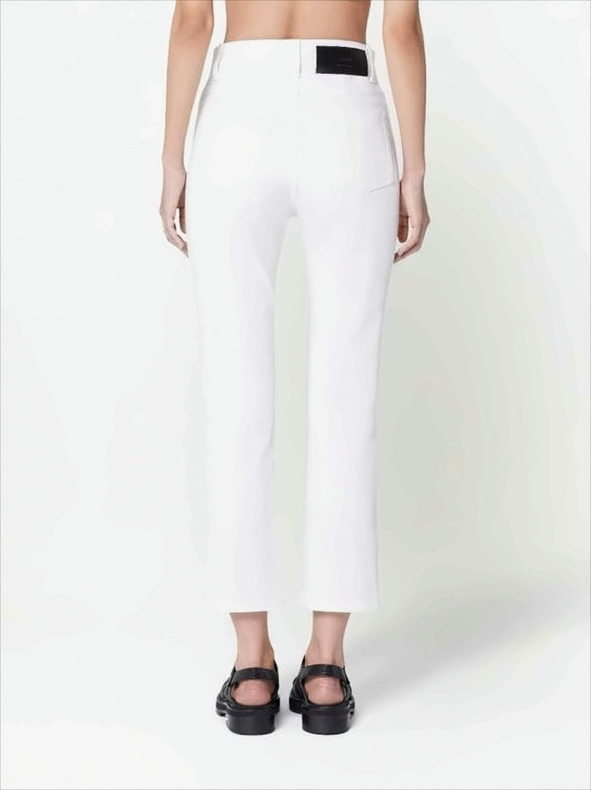 Ami Cropped White Denim Pants With Classic Five-Pocket Design