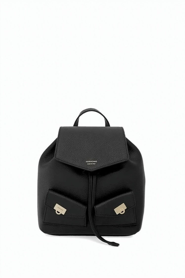 Salvatore Ferragamo Textured Calf Leather Backpack With Flap Closure