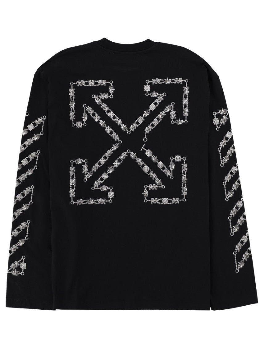Off-White Black White Chain Arrow Cotton T-Shirt