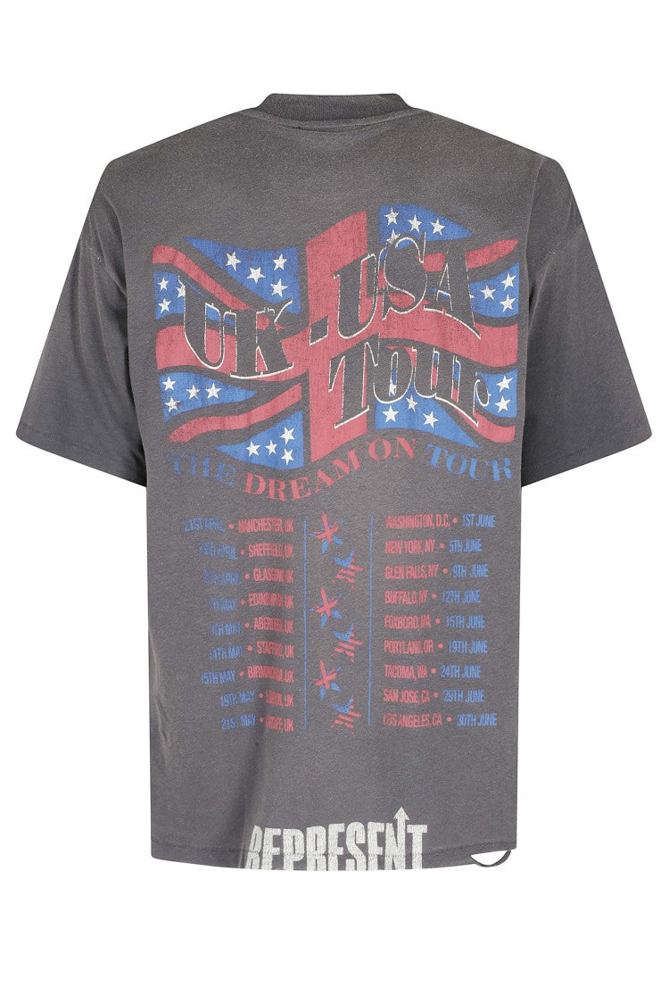 Represent Gray Dream On Tour Graphic Printed Cotton T-Shirt