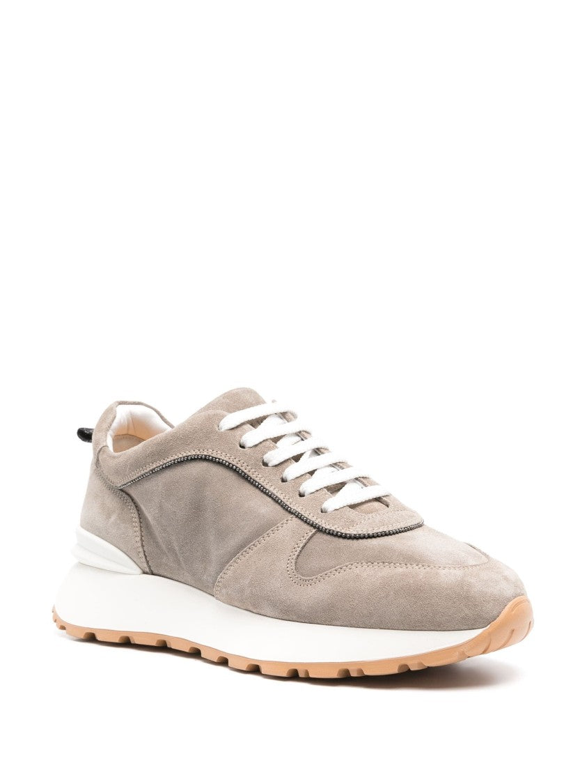 Doucal's Low-Profile Trainers With Suede Upper And Contrasting Sole