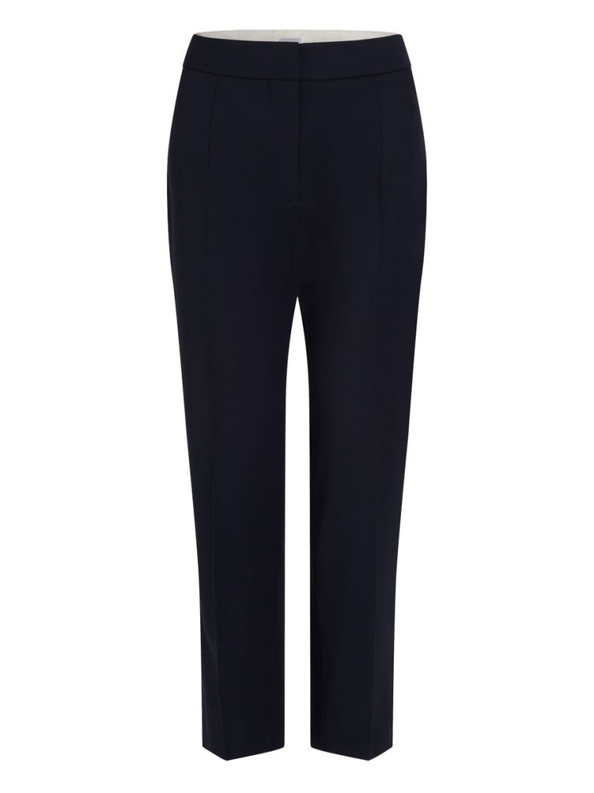 Patou Navy Blue Pressed Crease Cropped Trousers