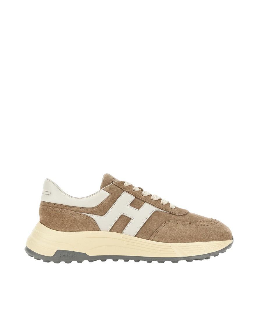 Hogan Dynamic Brown Sneakers With Suede Upper