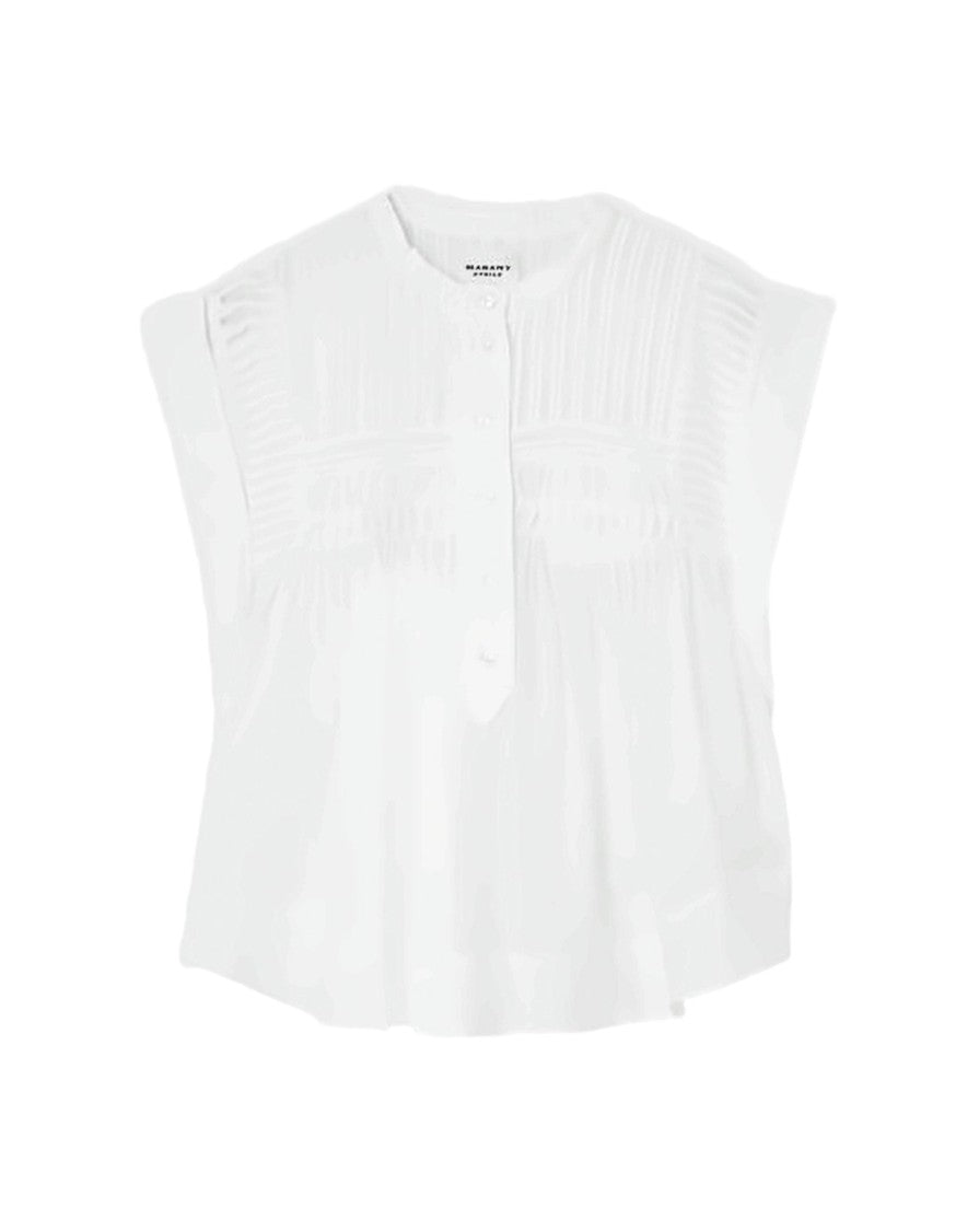 Isabel Marant Loose-Fitting Short-Sleeved Blouse With Pintuck Details