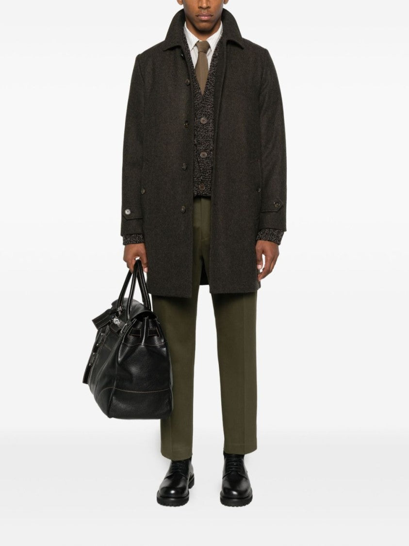 L'impermeabile Giacconi Verde Wool Overcoat With Textured Finish