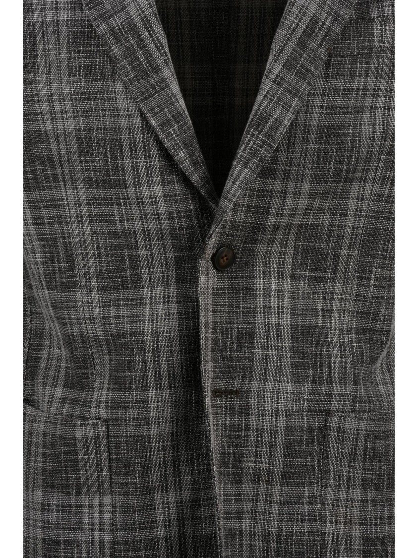 L.B.M. 1911 Brown Wool Cotton Polyamide Rounded Blazer