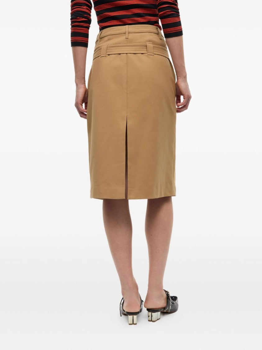 Ganni Beige Midi Skirt With Front Zipper