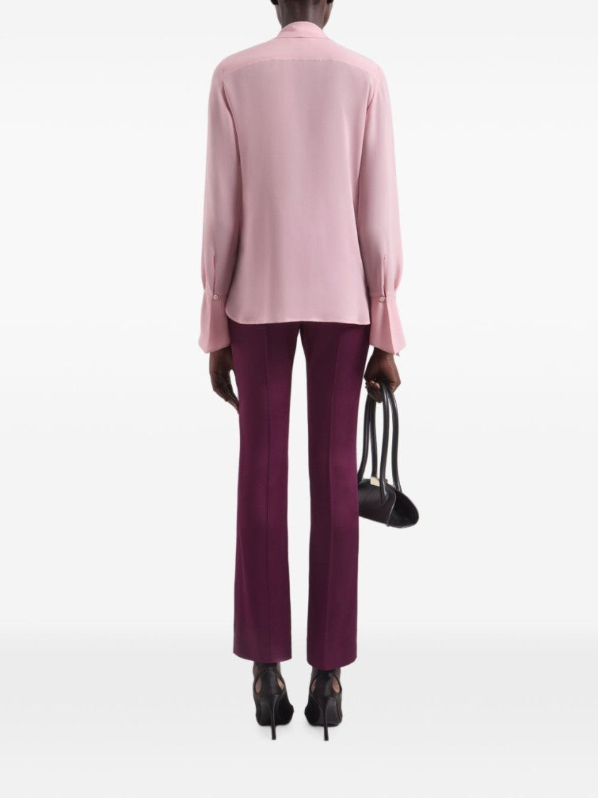 Nina Ricci Silk-Textured Blouse With Bow Tie Detail