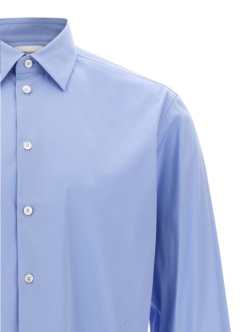 Ferragamo Tailored Stretch Cotton Poplin Shirt