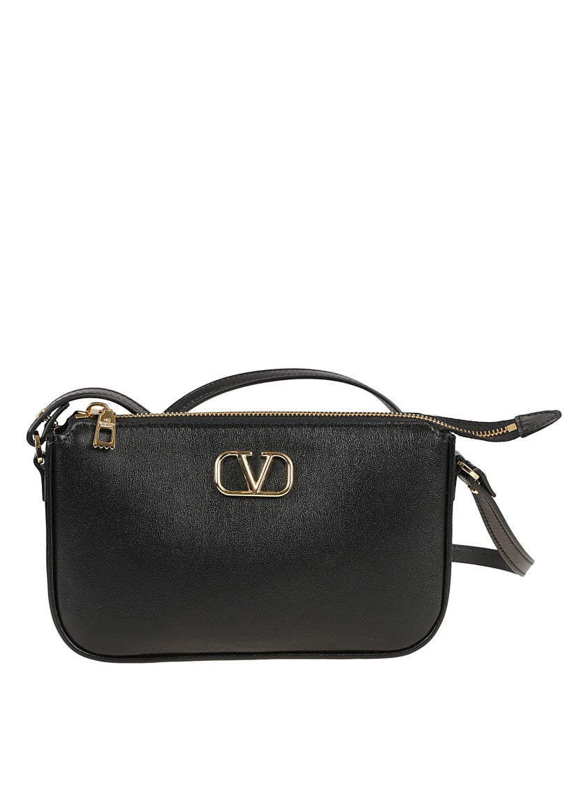 Valentino Garavani Structured Black Leather Shoulder Bag