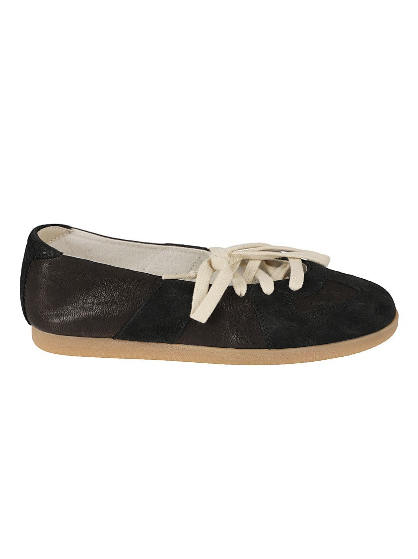 Maison Margiela Rounded Toe Flats With Smooth And Suede Leather Panels