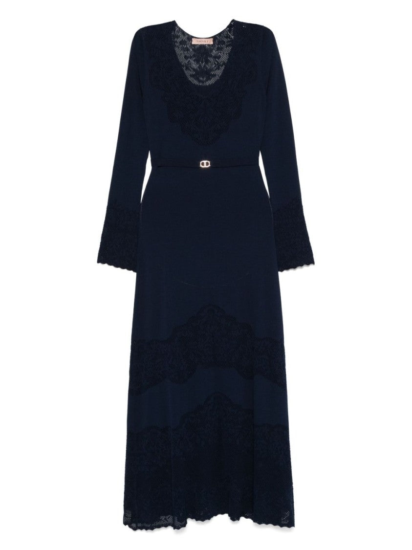 Twin-Set Delicate Lace Overlay Maxi Dress