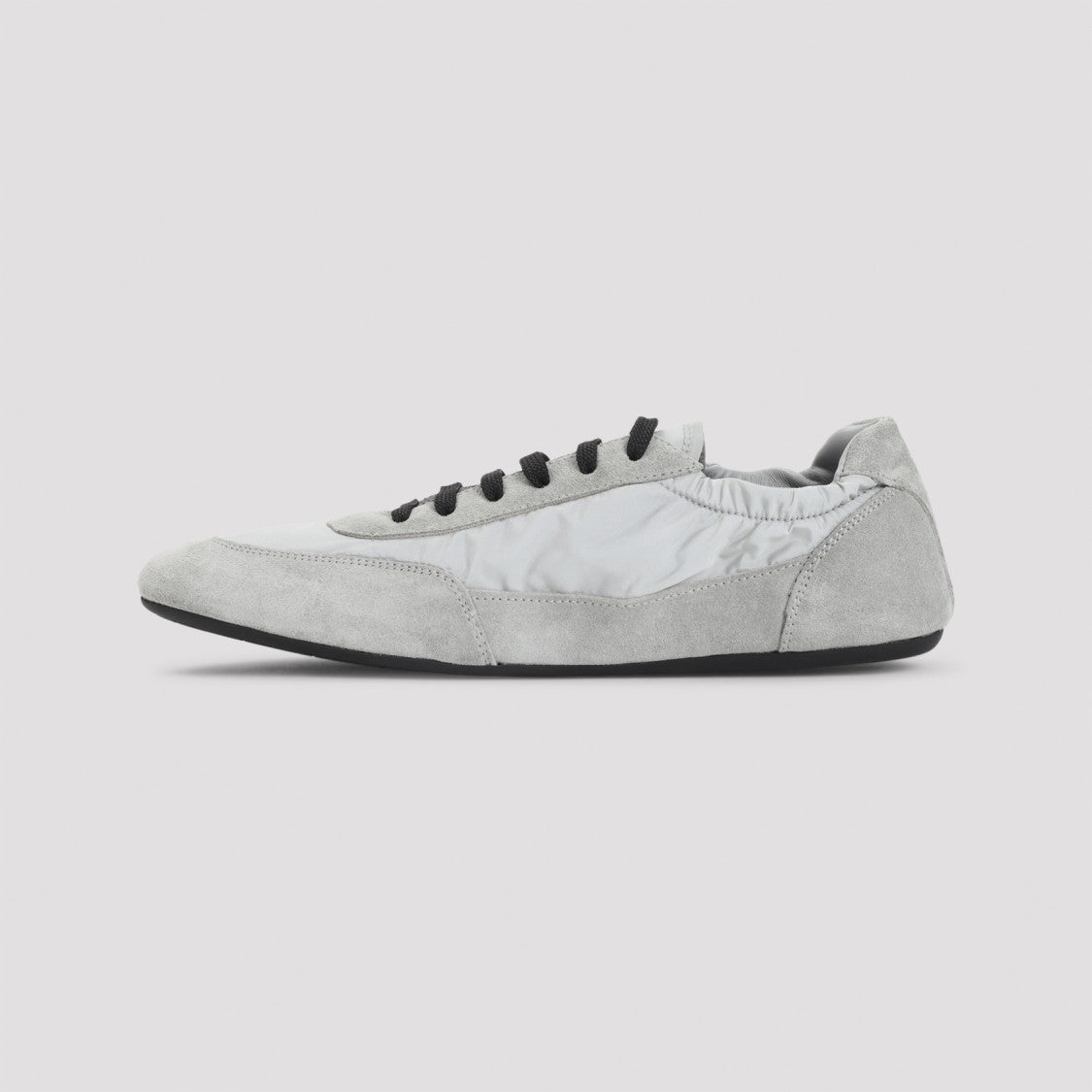 Prada Nube Calf Leather Collapse Sneakers With Silver-Tone Logo