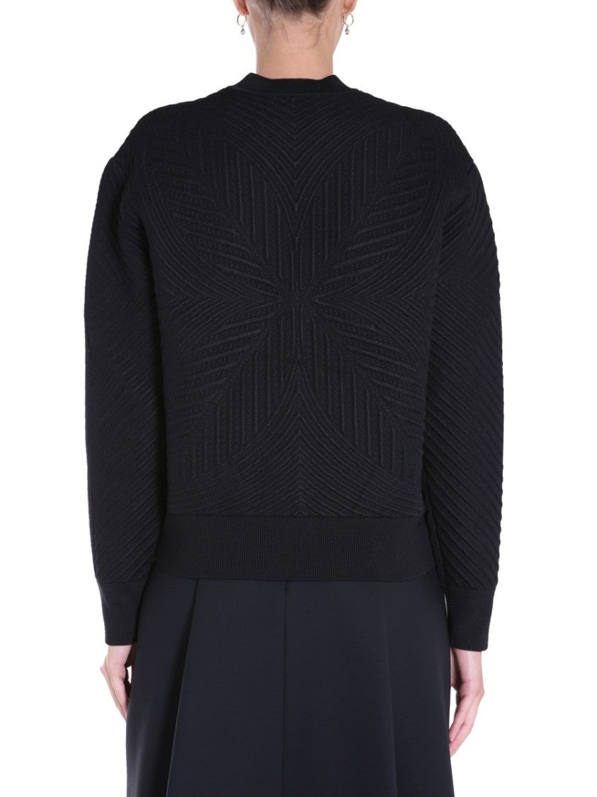 Alexander Mcqueen Textured Black Crew Neck Sweater